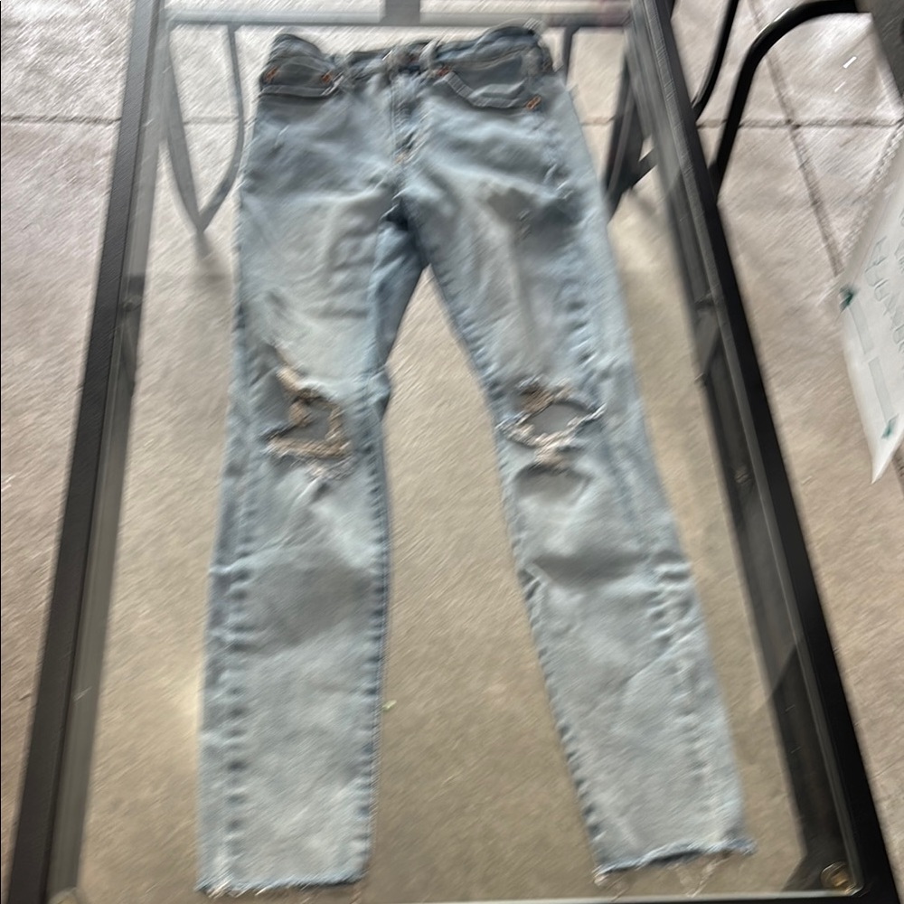 Aeropostale Blue Skinny Jeans with Distressed Details
